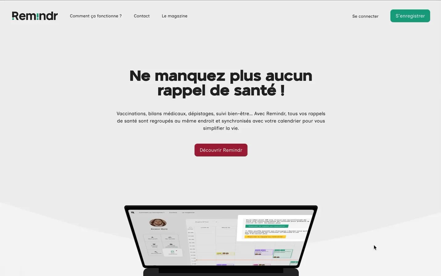 Aperçu du projet Remindr - V1