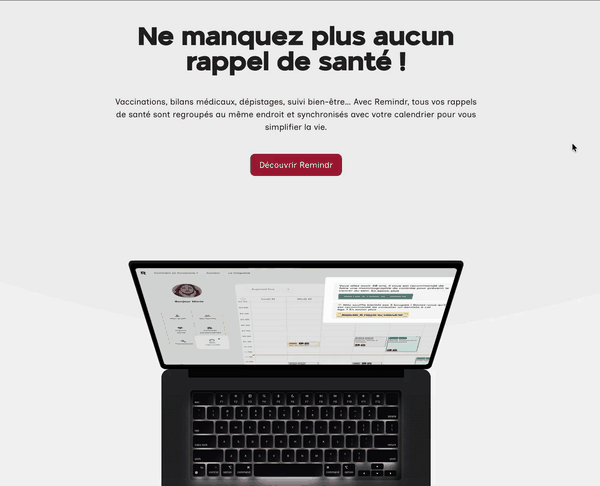 Aperçu du projet Remindr - V1